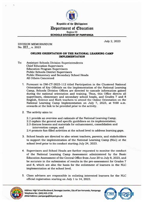 Division Memorandum No S Online Orientation On The