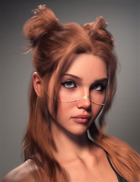 FE Double Buns Hair For Genesis 9 Daz 3D