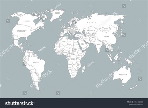 political map world white world map countries stock vector royalty