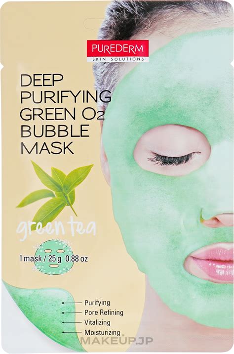 Cleansing Green Tea O2 Bubble Mask Purederm Deep Purifying Green O2 Bubble Mask Green Tea