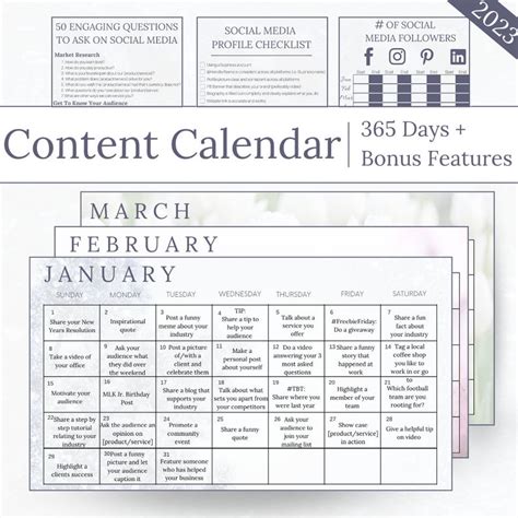 2023 Social Media Content Calendar + Bonus Features for 365 Days! - Etsy