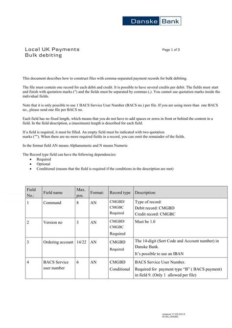 Bulk debiting - Danske Bank