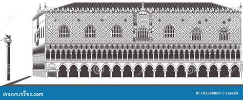 doges palace  palazzo ducale vector sketch venice cartoondealer