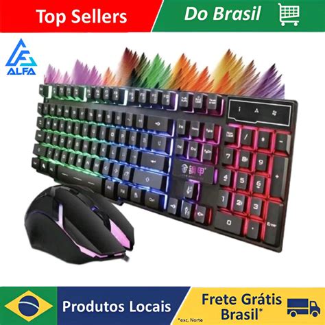 Alfa Kit Teclado Mouse Gamer Dpi Semi Mec Nico Rgb Led Original