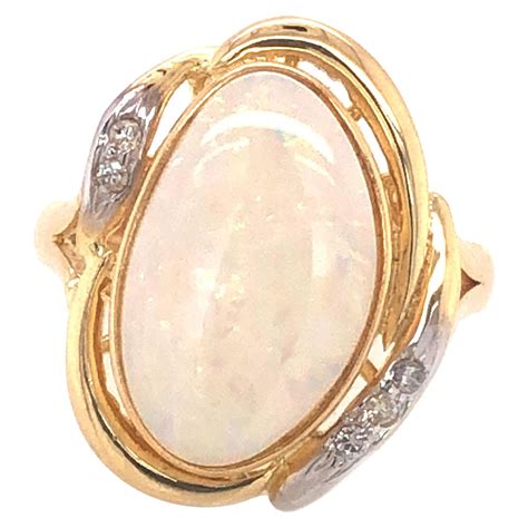 14k Yellow Gold Opal Diamond Ring For Sale At 1stDibs