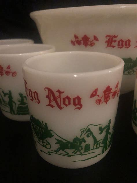 Vintage Hazel Atlas Egg Nog Punch Bowl Set Etsy