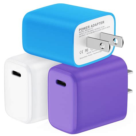 FiveBox USB C Charger Block 20W, 3 Pack Fast Charging Wall Charger