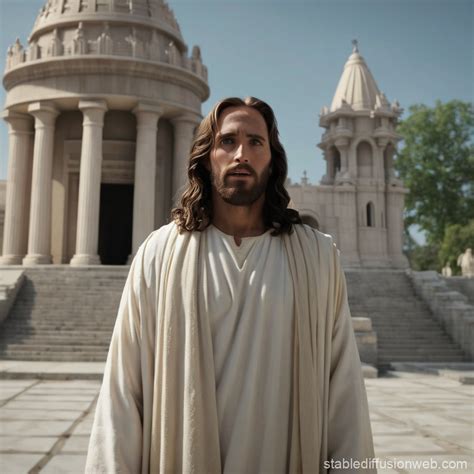 Jesus Christ in Front of Temple | Stable Diffusion Online