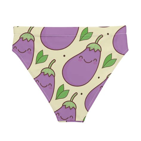 Kawaii Eggplant Bikini Set Recycled High Waisted Bikini Etsy