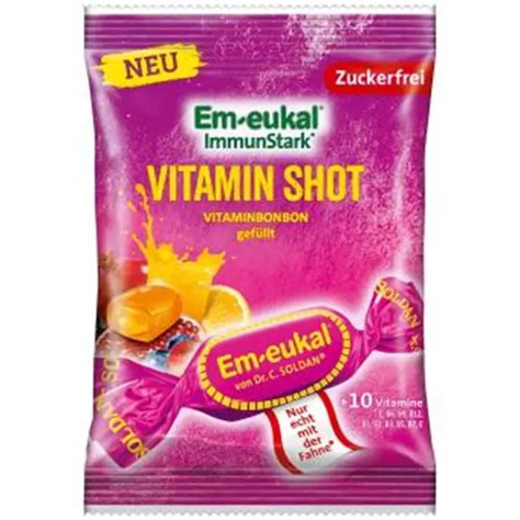 Em eukal Vitamin Shot Sem Açucar Rebuçados Para Tosse 75g