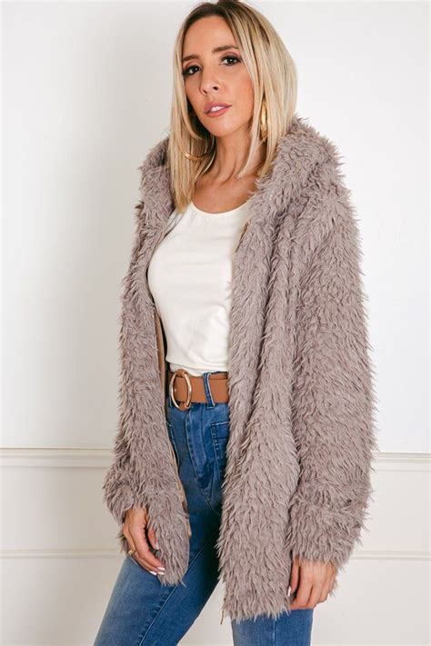 Terry Fur Jacket Taupe Fur Jacket Faux Fur Fabric Fur Fabrics