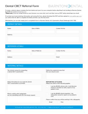 Fillable Online Dental Cbct Referral Form Barnton Dental Fax Email