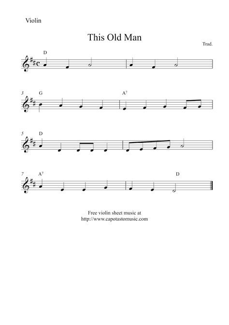 Easy Sheet Music For Beginners: Free easy violin sheet music | This Old Man