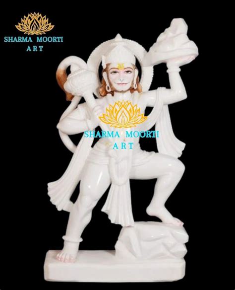 Sharma Murti White Veer Hanuman Marble Statue For Home In Jaipur