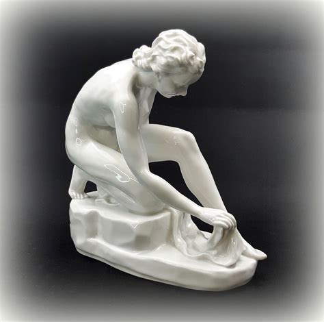 Art D Co Porcelain Figurine Female Nude Herend Signed Etsy