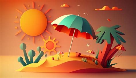 Premium Ai Image Hot Sun Summer Illustration Colorfull Aigenerative Ai