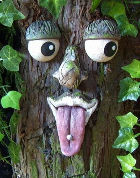 Tree Face Garden Decor Ornaments Whimsical Funny Faces Etsy Garden