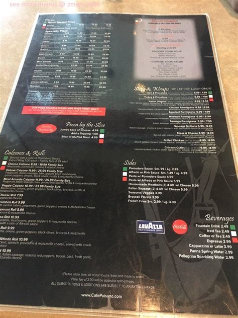 Online Menu Of Cafe Paisano Restaurant Longwood Florida 32750 Zmenu