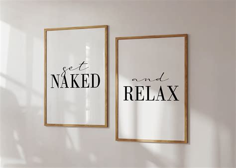 Poster Set Get Naked And Relax Bedroom Pictures Etsy