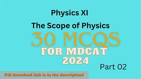 The Scope Of Physics Chapter Physics Xi Mcqs Mdcat Part Youtube