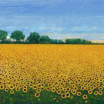 sunflower field paintings