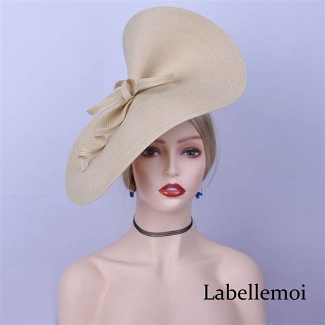 Exclusive Beige Nude Natural Fascinator Large Saucer Hatinator Church