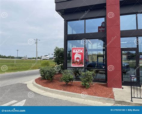 Wendys Fast Food Restaurant Drive Thru Sign In Window Editorial Image