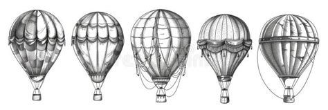 Hot Air Balloon Set Contour Drawings For Design Stock Photo Image Of Heat Generative 331550462
