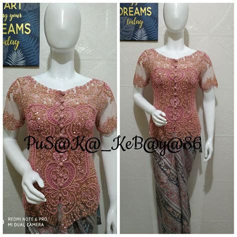 Jual Satu Set Kebaya Payet Pesta Longtorso Kainlilit Nude Shopee