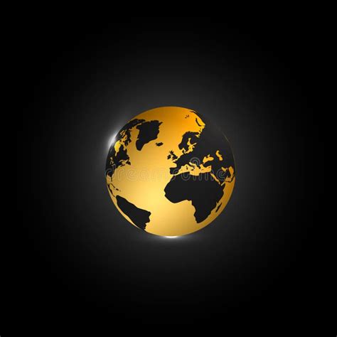 3d Gold Globe On Black Background Stock Vector Illustration Of