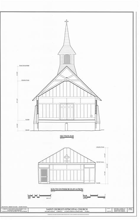 Structural drawings, St. George’s Episcopal Church – Cordova's Red Dragon Historic District