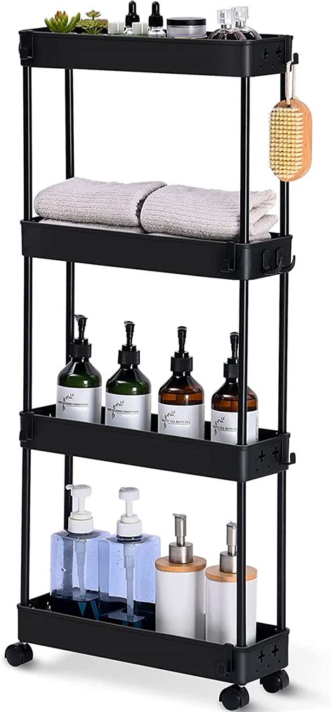 Kingrack Tier Slim Storage Cart Mobile Shelving Unit Organizer Slide