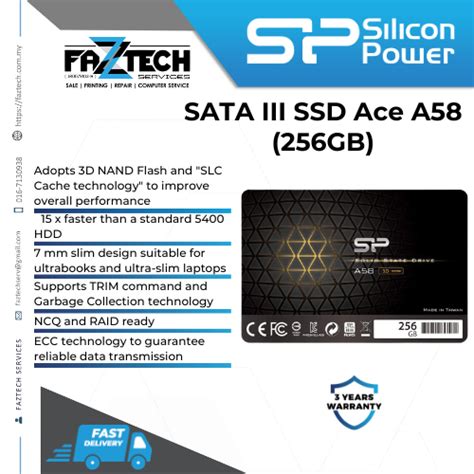 Silicon Power A58 SSD 3D TLC NAND SATA III 2.5" Internal SSD (256GB ...