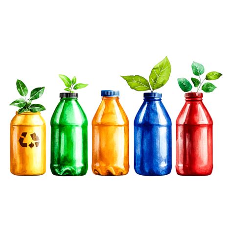 Colorful Bottles with Green Plants Symbolizing Eco-Friendly Initiatives