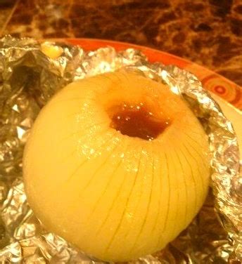 A Whole Sweet Onion Is Cored Then Filled With A Beef Bouillon Cube And