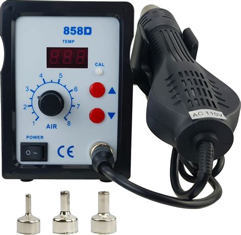 AeKeatDa 858D 110V Digital Hot Air Rework Station With 3 Nozzles