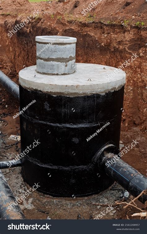 pit reinforced concrete  gray stock photo