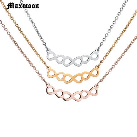 Collar Maxmoon infinito de Color dorado para mujer y hombre joyería