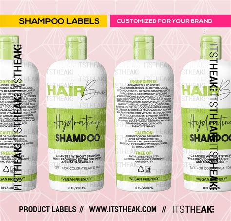 Shampoo Labels Customized For Your Brand Hair Shampoo Etsy