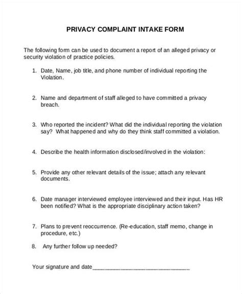 FREE 10 Privacy Complaint Forms In PDF MS Word