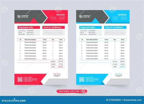 Minimal Invoice Template And Price Receipt Vector With Abstract Shapes