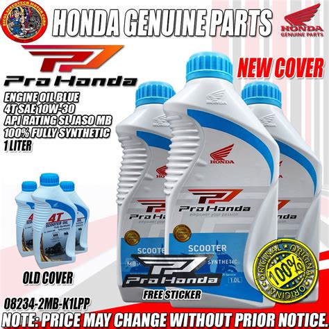 Pro Honda Engine Oil Fully Synthetic T Sae W Api Rating Sl