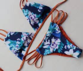 Blue Floral Polyline Two Piece Bikini On Luulla