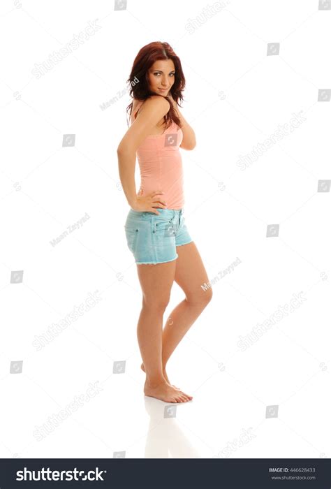 Sexy Brunette Posing Pink Shirt Baby Stock Photo Shutterstock