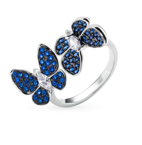 Серебряное кольцо с фианитами и со шпинелью SUNLIGHT S7650-K9W-03 ...