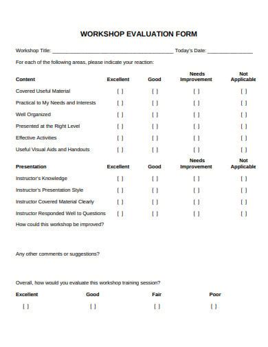 11 Workshop Evaluation Form Templates Pdf Doc