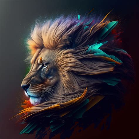 Vibrant Neon Lion Digital Art Wall Decor by RockSolidDesign | Redbubble