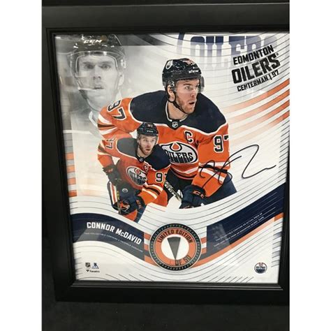 edition connor mcdavid game  puck display framed