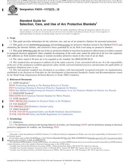 ASTM F3272-18 Red - Standard Guide for Selection, Care, and Use of Arc ...