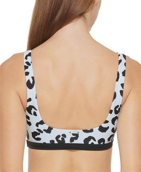 DKNY Womens Blue Leopard Print Bikini Top COUTUREPOINT